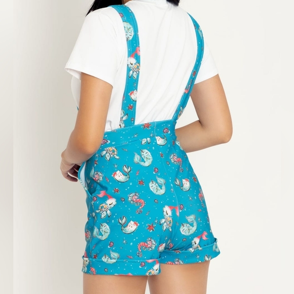 Blackmilk | Mermazing Christmas Short Overalls | Blue - Picture 7 of 7